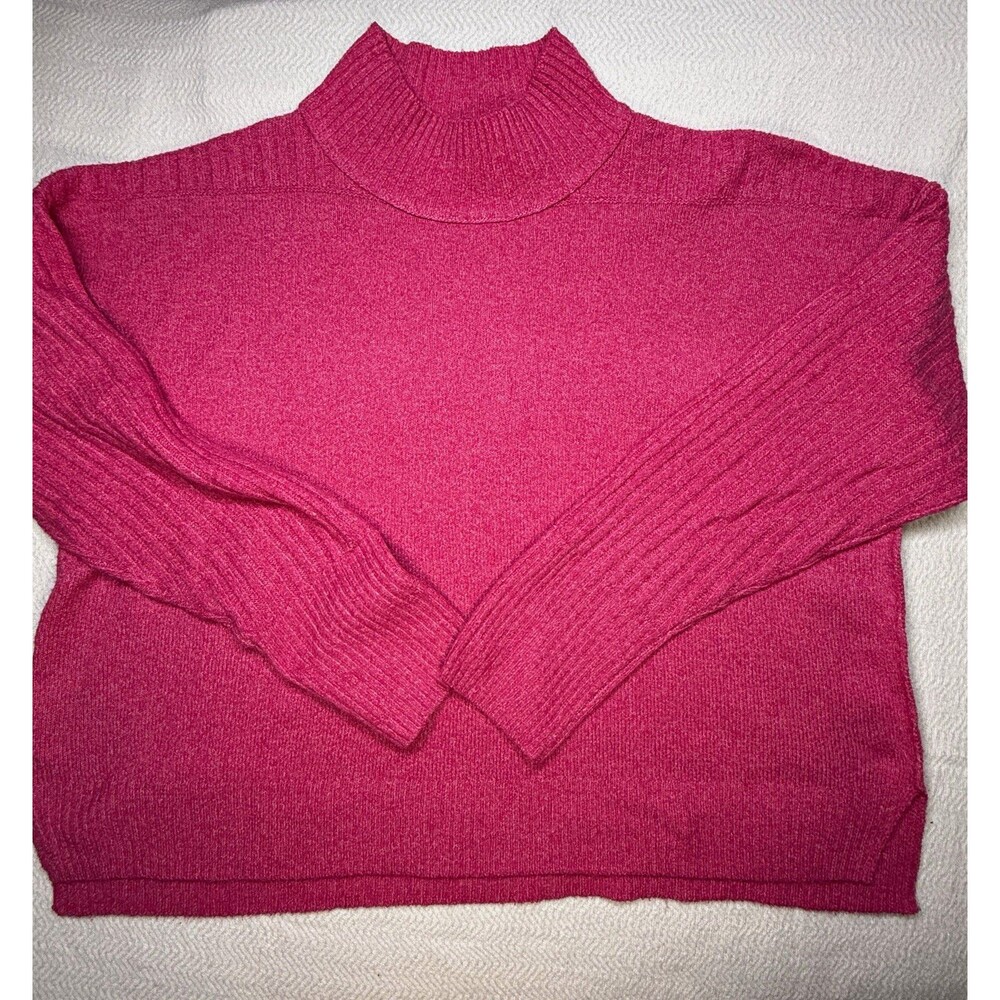 SO Mock Neck Knit Pullover Sweater Pink Solid Long Sleeve Women’s L